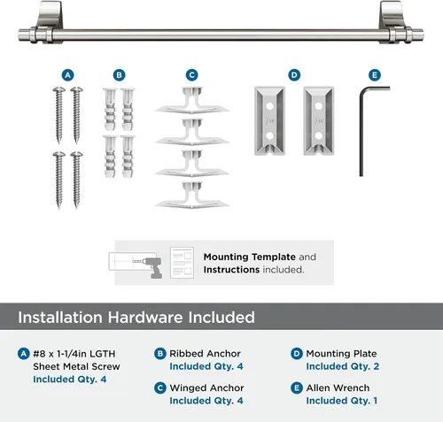 Vista 7 de Amerock BH36053G10 Barra de toalla de níquel cepillado Toallero de 457 mm Davenport Porta toallas de baño Accesorios de baño Accesorios