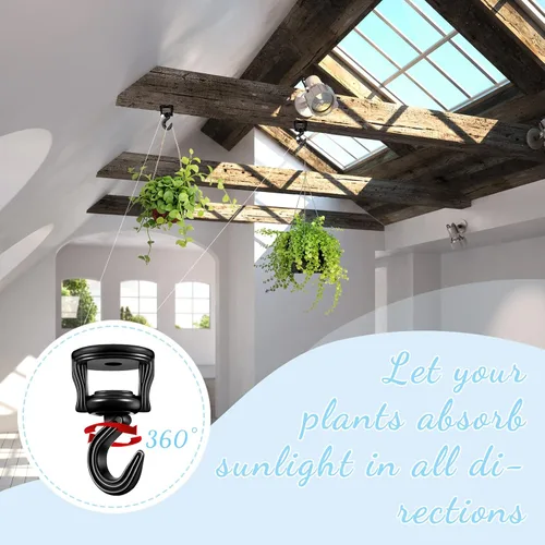 Vista 4 de Hotop 4 ganchos de techo para colgar plantas, ganchos para plantas, ganchos de metal resistentes para interiores y exteriores, para colgar plantas
