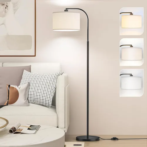 Vista 8 de Lámparas de pie de arco para sala de estar con 3 temperaturas de color, lámpara de pie moderna para leer con bombilla de 9 W incluida, lámpara