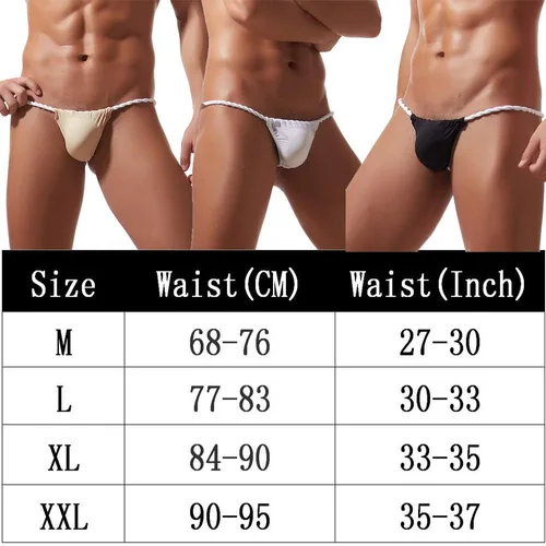 Vista 7 de Sexy Hombres Tanga G-String Hielo Seda Sumo Lucha Ropa Interior Ver a través de T-Back Bragas Bikini