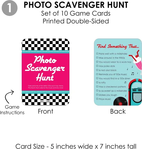 Vista 4 de Big Dot of Happiness 50's Sock Hop - 4 juegos de fiesta Rock N Roll de los años 50 - 10 cartas cada uno - Paquete Gamerific