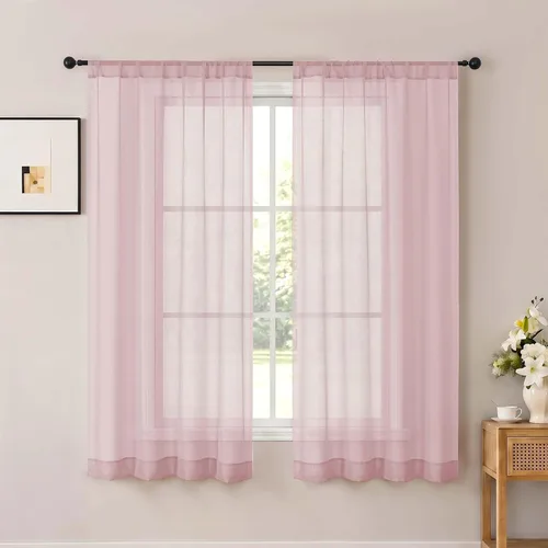 Vista 64 de OWENIE White Sheer Curtains 96 Inches Long 2 Panels for Living Room 52 Wide