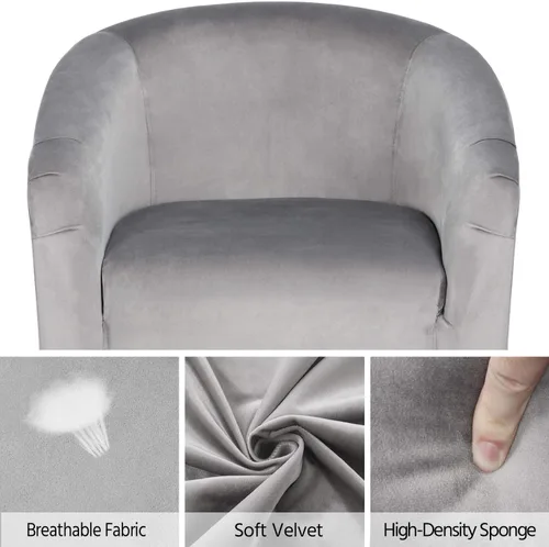 Vista 5 de Yaheetech Sillas de sala de estar, juego de 2 sillas decorativas de terciopelo, acogedoras sillas de barril con acolchado suave para sala de estar