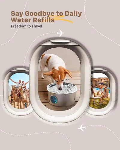 Vista 8 de Fuente de agua para mascotas para perros grandes: fuente de agua de metal para perros - Fuentes silenciosas para gatos grandes - Fuentes de agua