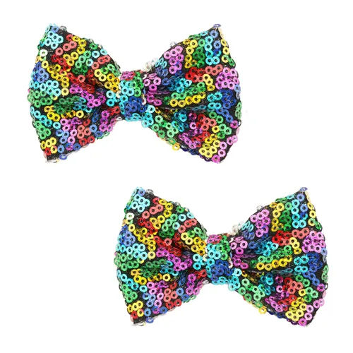 Vista 8 de Love Fairy - Horquilla de lazo con purpurina de 3 pulgadas, clip de lentejuelas brillantes para niñas, adolescentes y mujeres (negro)