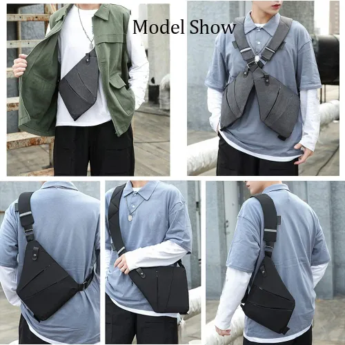 Vista 6 de Bolsa de bolsillo personal antirrobo, bolsa de viaje antirrobo, bolsas cruzadas antirrobo para mujeres y hombres, bolsa delgada