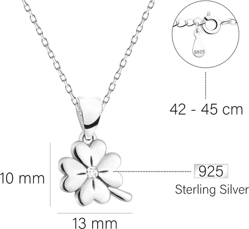 Vista 4 de Sofia Milani - Collar Mujer Plata 925 - Con Circonita - Colgante Cloverleaf - N0513, Plata esterlina, Circonia cúbica