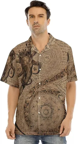 Vista 2 de FoxWears Cthulhu - Camisa hawaiana, camisas hawaianas grandes y altas para hombres, camisa con botones con estampado de animales, regalos