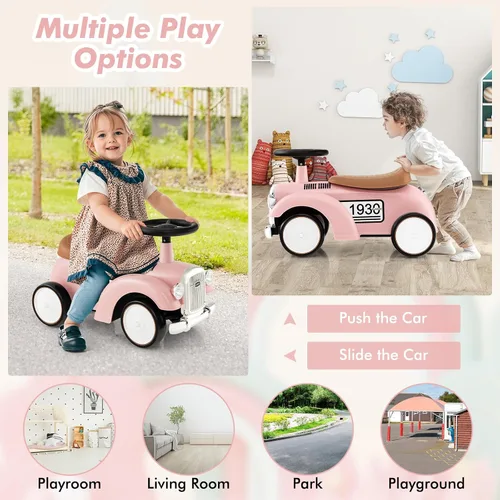 Vista 8 de OLAKIDS Auto de Empuje para Montar, Juguete Deslizante de Pie al Suelo para Niños Pequeños con Volante, Bocina, Almacenamiento Debajo del Asiento