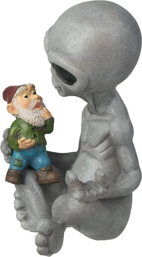Vista 7 de Andre' & Fritz Friendship Stories - Estatua de jardín de extraterrestres y gnomos, poliresina de 6.5 pulgadas de alto x 4 pulgadas de ancho x 3.5