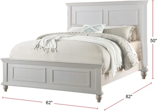 Vista 2 de Cama de madera blanca tamaño queen