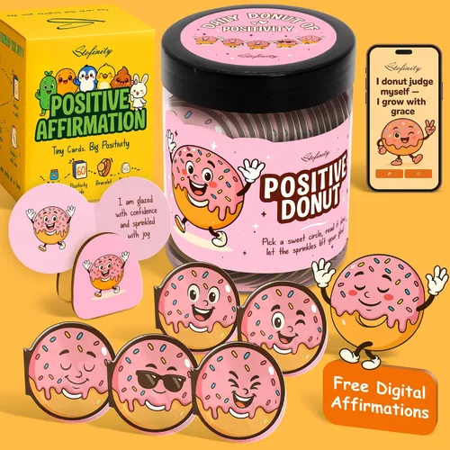 Vista 26 de Stofinity Tarro de 60 tarjetas de afirmación de pepinillos positivos – Regalo de aliento, positividad y apoyo emocional para niñas adolescentes
