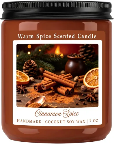 Vista 23 de Homsolver Vela perfumada de canela de manzana de 7 onzas, vela navideña para otoño, invierno y Navidad para el hogar, mezcla de cera de soja de coco
