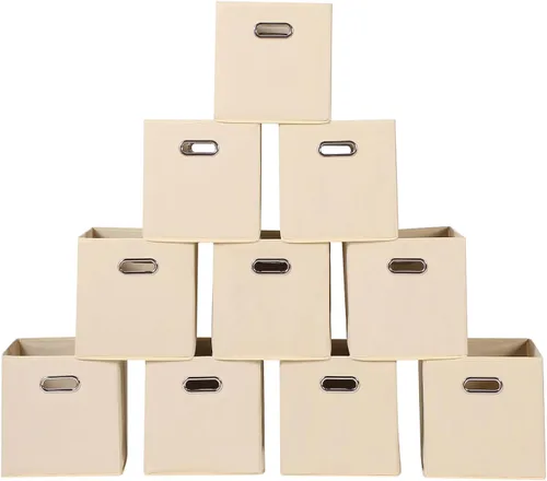 Vista 52 de Yunkeeeper - Contenedores de almacenamiento, cubos organizadores de tela con asa, cubos plegables para almacenamiento de tela o accesorios, 11 x 11