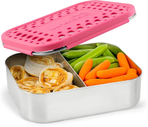 Vista 19 de LunchBots Medium Uno - Recipiente para sándwiches de acero inoxidable, diseño abierto para envolturas, ensaladas o una comida pequeña, ecológico