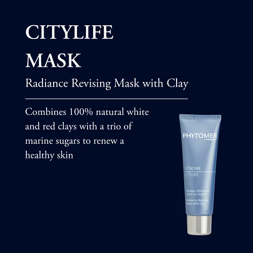 Vista 2 de Phytomer Citylife - Máscara facial de arcilla reafirmante Máscara facial de arcilla blanca y roja 100% natural Renueva la piel sana Reduce