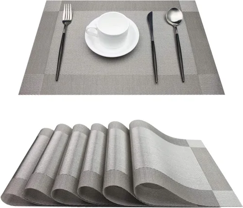 Vista 43 de PIGCHCY Juego de 4 manteles individuales en forma de cuña para mesa de comedor, tejido cruzado, lavables, resistentes al calor, manteles Bambúes