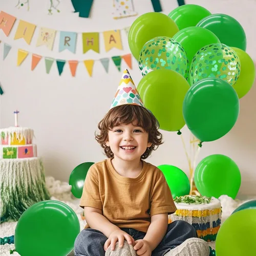 Vista 2 de Globos verdes con globos de confeti, globos de látex de 12 pulgadas, 80 piezas para decoración de bodas, cumpleaños, baby shower, fiestas