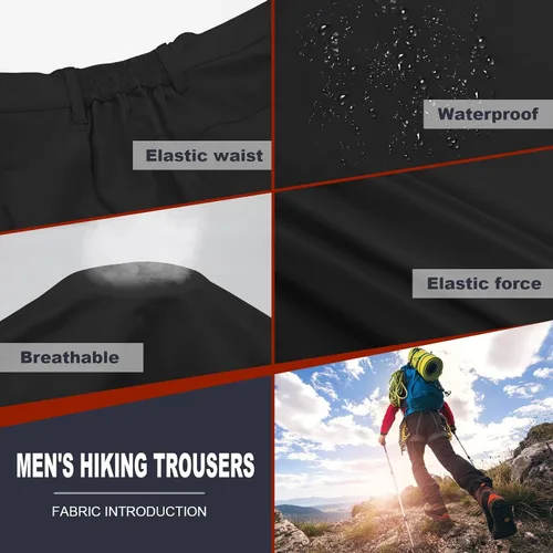 Vista 5 de MEETYOO Pantalones cargo de senderismo para hombre, impermeables, tácticos, ligeros, elásticos, para acampar
