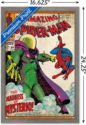 Vista 3 de Marvel Comics Spider-Man - Póster de pared Amazing Spider-Man #66, 22.4 pulgadas de largo x 14.7 pulgadas de ancho, versión enmarcada de madera