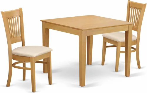 Vista 10 de East West Furniture OXVA3-LWH-C - Juego de muebles de comedor de 3 piezas contiene una mesa de cocina cuadrada y 2 sillas de comedor tapizadas