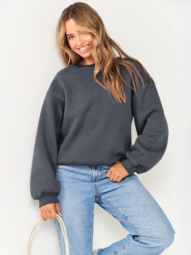 Vista 7 de ANRABESS Sudadera de manga larga para mujer, casual, cuello redondo, ajuste holgado, sudadera con capucha de forro polar para otoño