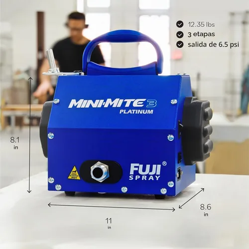 Vista 3 de Sistema de aspersión Mini-Mite 3 Platinum T70 HVLP, por Fuji 2903-T70 Bottom-feed applicator, 6.5 PSI, adjustable fan pattern, handles waterborne