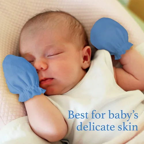 Vista 2 de Baby Mittens Newborn - 100 Organic Cotton Soft No Scratch Gloves - Hypoallergenic Infant Hand Mittens with Elastic Wrist
