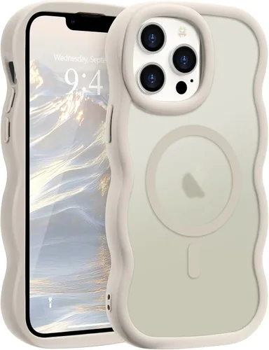 Vista 112 de Pepmune - Funda para iPhone 12 Pro Max con marco ondulado y estructura rígida, color mate claro, cubierta trasera unisex, compatible con Magsafe