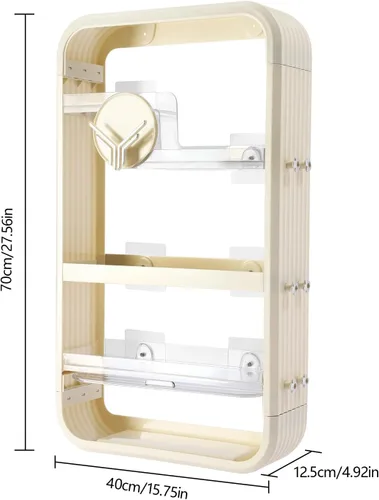 Vista 4 de Organizador de maquillaje de gran capacidad de 16 x 5 x 28 pulgadas, organizador de cosméticos a prueba de polvo de 4 niveles, organizadores de baño