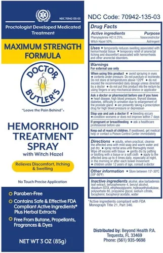 Vista 6 de Doctor Butler's Toallitas naturales con spray para hemorroides paquete de tratamiento medicado, tratamiento de hemorroides para ayudar con el alivio