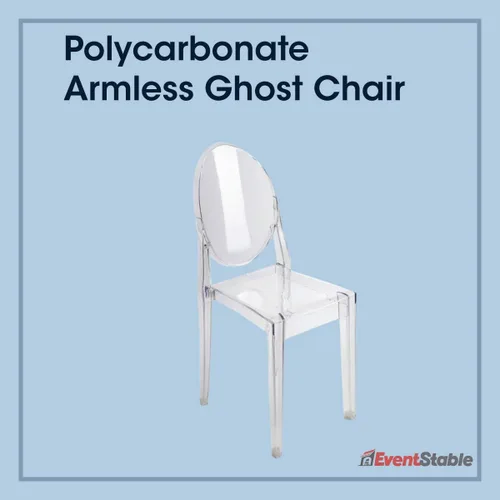 Vista 5 de EventStable Silla fantasma de policarbonato sin brazos, sillas de comedor transparentes de grado comercial, sillas transparentes con respaldo