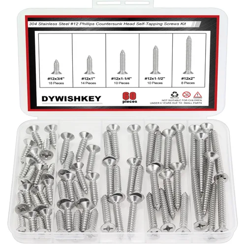 Vista 11 de DYWISHKEY Juego de 246 tornillos para madera – #2 x 1/4" 3/8" 1/2" 5/8" 3/4" tamaños surtidos – Kit surtido de tornillos