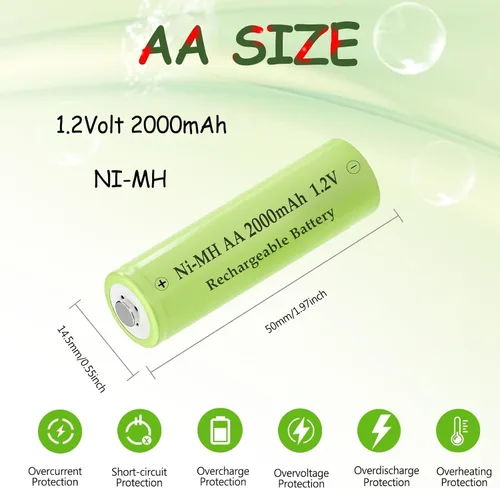 Vista 2 de AA 2000mAh 1.2V NI-MH batería recargable para dispositivos domésticos 6 PC