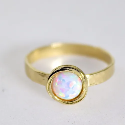 Vista 64 de Anillo de oro de piedras preciosas, anillo de piedra chapada en oro de 14 quilates, anillo de piedra apilable, anillo de oro de piedra pequeña