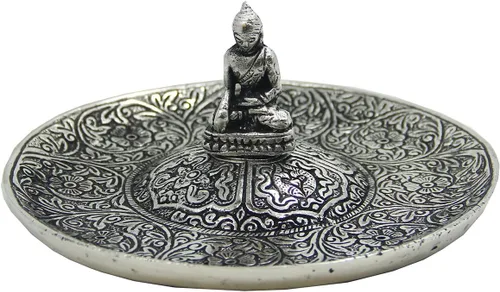 Vista 10 de DharmaObjects Quemador de incienso de loto tibetano grande 3 en 1 de 6 pulgadas de diámetro