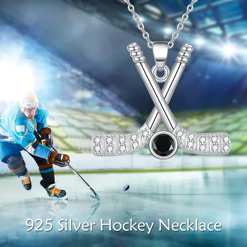 Vista 5 de YAFEINI Collar con colgante de plata de ley para violínvioloncheloguitarragolfhockey, joyería de música deportiva para mujeres y niñas