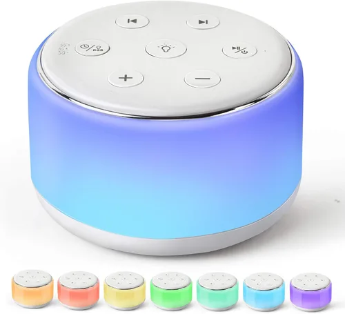 Vista 11 de FamiSym Máquina de Sonido para Dormir para Bebés, Niños y Adultos - Máquina de Ruido Blanco Recargable para Dormir con Luz Nocturna, 34 Sonidos