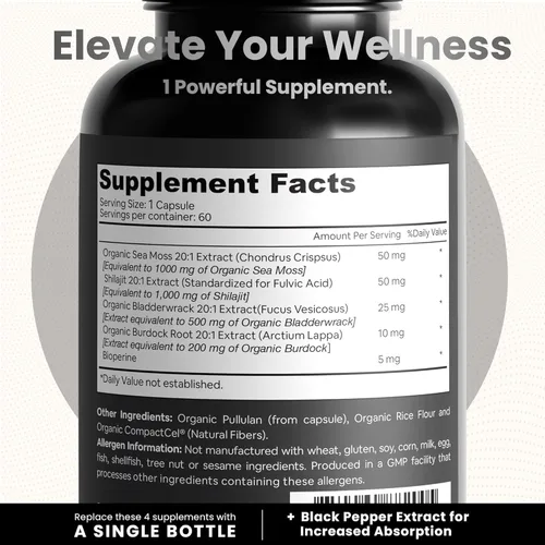 Vista 9 de Atlantic Naturals Paquete de superalimentos de musgo marino – Musgo marino con cápsulas Shilajit 5 en 1 y polvo de musgo marino con ashwagandha