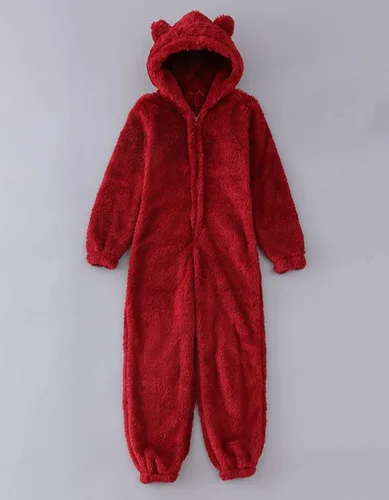 Vista 5 de chouyatou Mameluco de sherpa ultra cómodo para mujer, pijama con capucha para las orejas