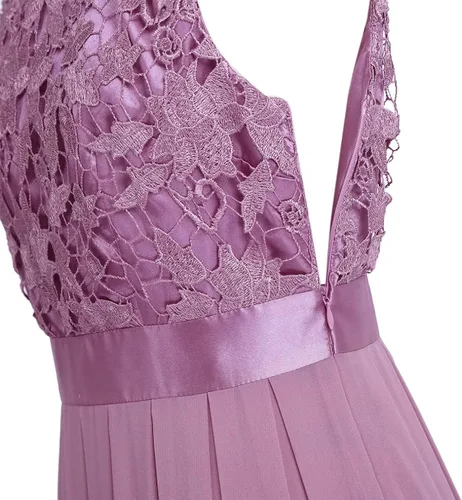 Vista 7 de RUNQHUI Vestido largo de encaje floral para mujer vestido de dama de honor cumpleaños noche formal