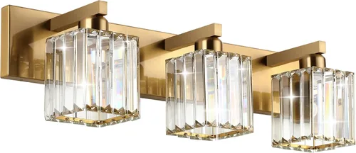 Vista 37 de Aipsun Accesorios de iluminación de tocador de baño, luces de tocador de cristal para baño, 2 luces, accesorios de iluminación de pared de acero