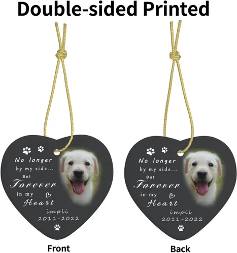 Vista 3 de Regalos conmemorativos personalizados para perros por pérdida de perro, adorno de corazón personalizado para mascotas, recuerdo conmemorativo