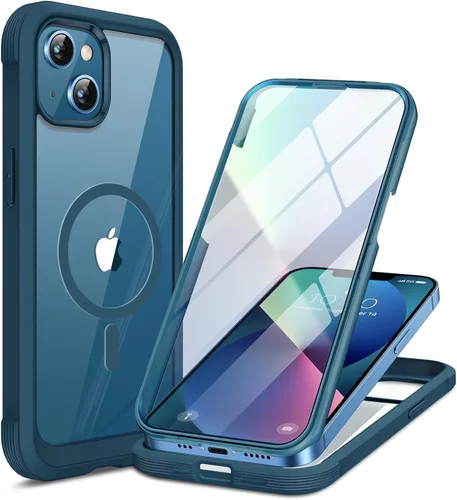 Vista 81 de Miracase - Funda magnética para iPhone 13 Pro Max de 6.7 pulgadas (compatible con MagSafe), transparente, completo, protector de pantalla de vidrio