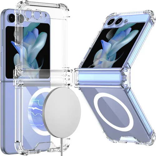 Vista 8 de Funda magnética transparente para Samsung Galaxy Z Flip 5, compatible con MagSafe