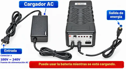 Vista 6 de Batería recargable de alta capacidad de 12 V y 5 V (150 Wh, o 40500 mAh) con función Mini UPS de 12 V - BiXPower iP150-12V