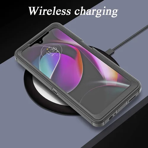Vista 6 de YmhxcY Funda para Moto G 5G 2022 (sin protector de pantalla) con funda duradera de 3 capas a prueba de caídas, a prueba de golpes, funda de goma