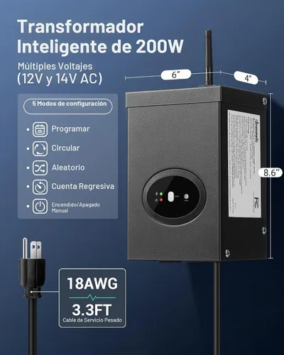 Vista 7 de DEWENWILS Transformador de bajo voltaje inteligente de 200W para paisaje, impermeable, programador y temporizador, compatible con Alexa y Google