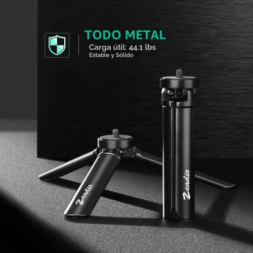 Vista 6 de Zeadio Trípode Mini de Metal, Carga Máxima 20kg/44lb, Trípode de Escritorio y Mesa, Compatible con Smooth 4, Crane Plus, Crane 2, Osmo Mobile