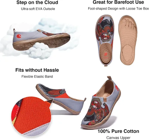 Vista 7 de UIN Mocasines pintados para hombre, zapatos de viaje sin cordones, zapatos de lona para caminar, casuales, ligeros, cómodos, a la moda, Toledo